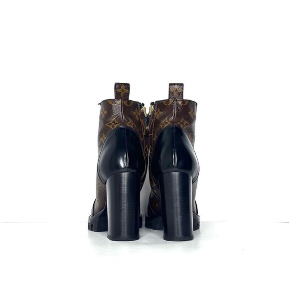 Louis Vuitton Star Trail LV Monogram Black Leather Platform Booties 36 - Picture 4 of 9